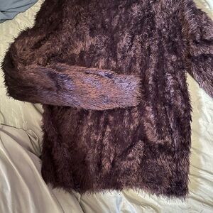 Plush Furry Sweater in Rich Brown